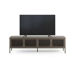 TV unit with 4 metal doors in mocha, 160 x 35 x 50 cm | Fayna
