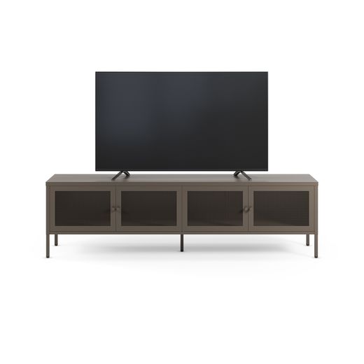 TV unit with 4 metal doors in mocha, 160 x 35 x 50 cm | Fayna
