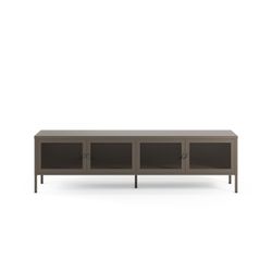 TV unit with 4 metal doors in mocha, 160 x 35 x 50 cm | Fayna