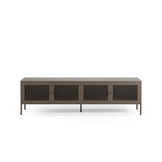 TV unit with 4 metal doors in mocha, 160 x 35 x 50 cm | Fayna