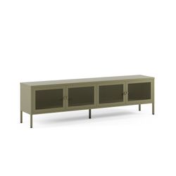 TV-meubel met 4 metalen deuren in groen, 160 x 35 x 50 cm | Fayna