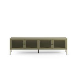 TV-meubel met 4 metalen deuren in groen, 160 x 35 x 50 cm | Fayna