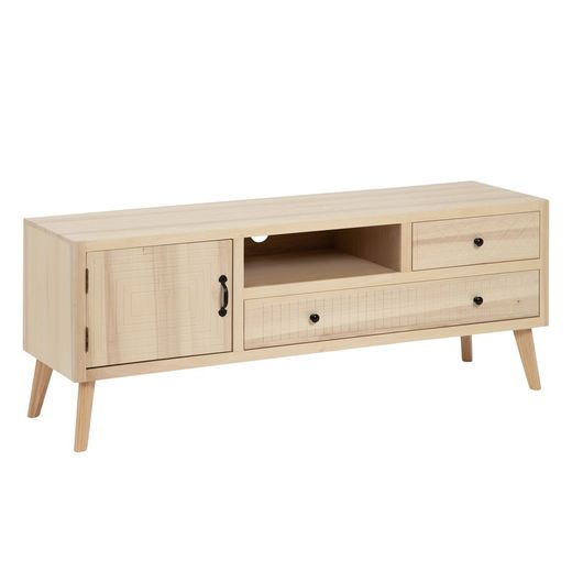 Meuble TV en bois de peuplier naturel, 140 x 40 x 55 cm | Marie