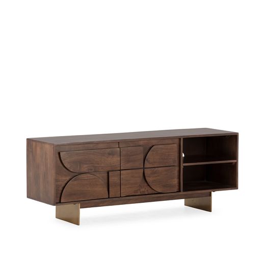 Mueble TV de madera de mango en marrón, 145 x 40 x 55 cm | Trisha