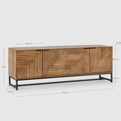 TV-Schrank aus natürlichem Mangoholz, 160 x 40 x 58 cm | Nereide