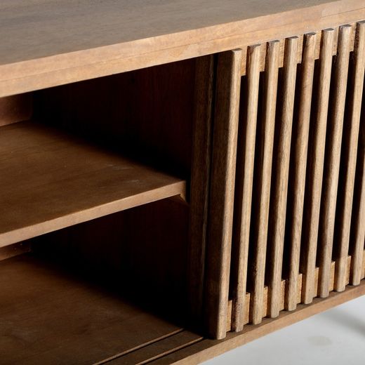 TV-Schrank aus Mangoholz in Natur, 170 x 40 x 61 cm | Trévoux