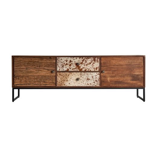 Mueble TV de Madera De Mango Texas Marrón/Beige, 175x45x61cm