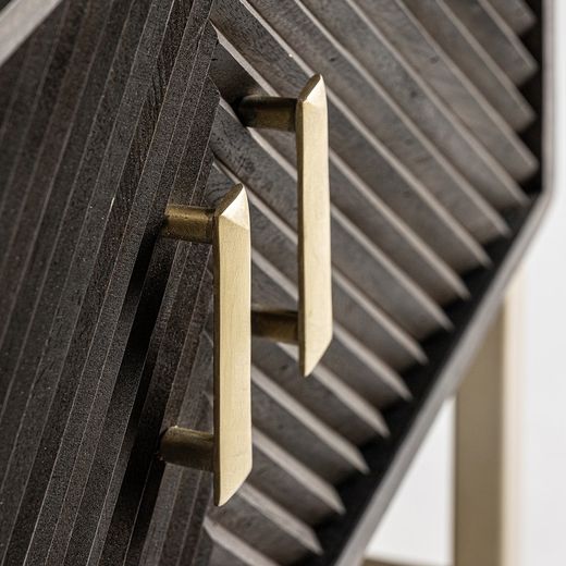 Mangohout en ijzer TV-meubel in bruin en goud, 200 x 45 x 66 cm | Kraj