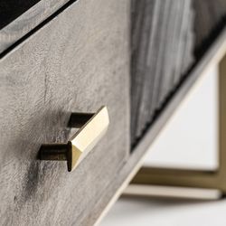 Mangohout en ijzer TV-meubel in bruin en goud, 200 x 45 x 66 cm | Kraj