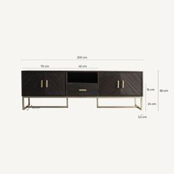Mangohout en ijzer TV-meubel in bruin en goud, 200 x 45 x 66 cm | Kraj