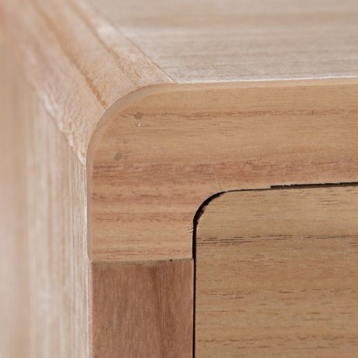 Meuble TV en bois de paulownia naturel et rotin, 110 x 50 x 45 cm | Chéri