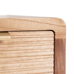 Meuble TV en bois de paulownia naturel et rotin, 110 x 50 x 45 cm | Chéri