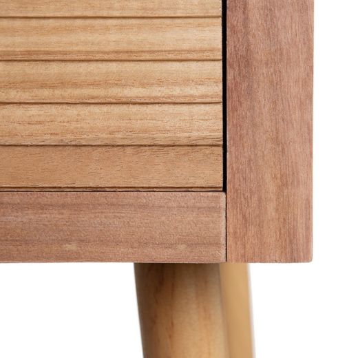 Meuble TV en bois de paulownia naturel et rotin, 110 x 50 x 45 cm | Chéri