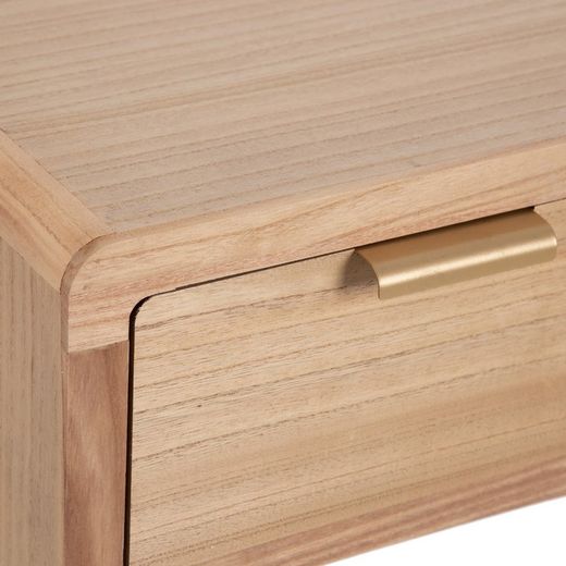 Meuble TV en bois de paulownia naturel et rotin, 110 x 50 x 45 cm | Chéri