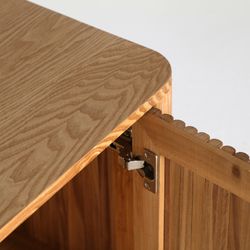 Szafka RTV z drewna paulowni w kolorze naturalnym, 160 x 40 x 56 cm | Skagen