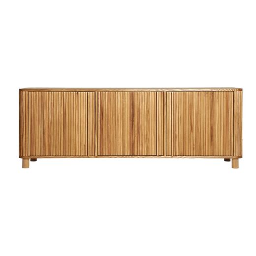 Szafka RTV z drewna paulowni w kolorze naturalnym, 160 x 40 x 56 cm | Skagen