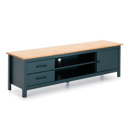 Conjunto de salón compuesto por mueble TV, aparador de 150 cm y mesa de centro en color azul | Miranda