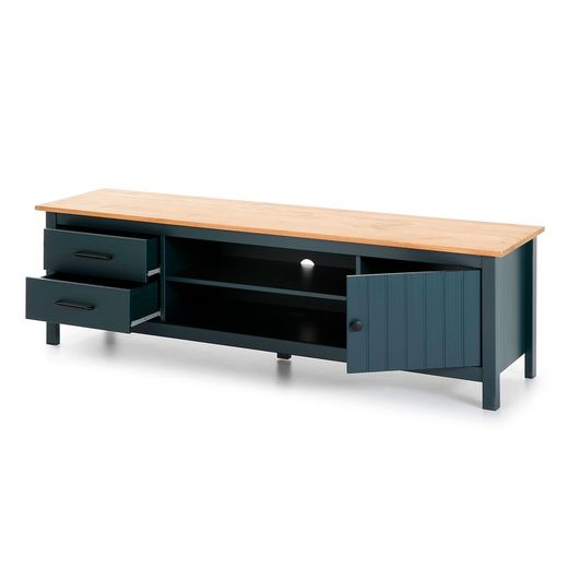 Conjunto de salón compuesto por mueble TV, aparador de 150 cm y mesa de centro en color azul | Miranda