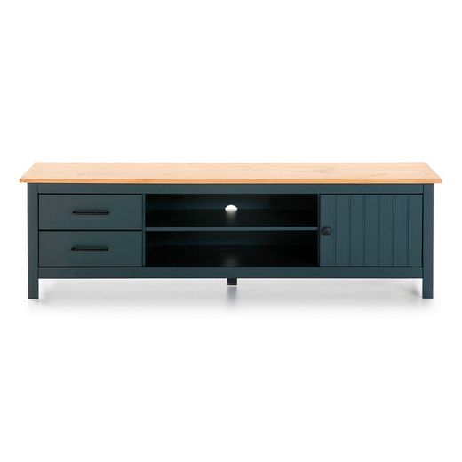 Conjunto de salón compuesto por mueble TV, aparador de 150 cm y mesa de centro en color azul | Miranda