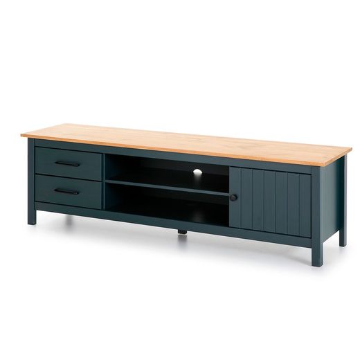 Conjunto de salón compuesto por mueble TV, aparador de 150 cm y mesa de centro en color azul | Miranda