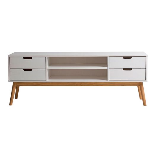 Komplettes Wohnzimmer in Weißkiefernholz, 3-teilig