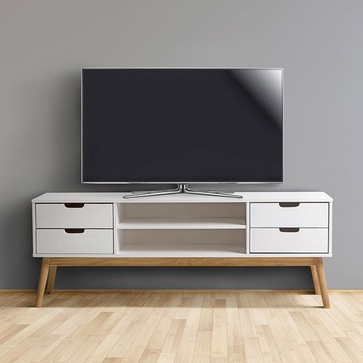 Komplettes Wohnzimmer in Weißkiefernholz, 3-teilig