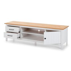 Living room set consisting of a TV stand and coffee table in white | Miranda