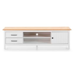 Living room set consisting of a TV stand and coffee table in white | Miranda