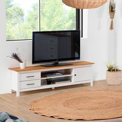 Living room set consisting of a TV stand and coffee table in white | Miranda