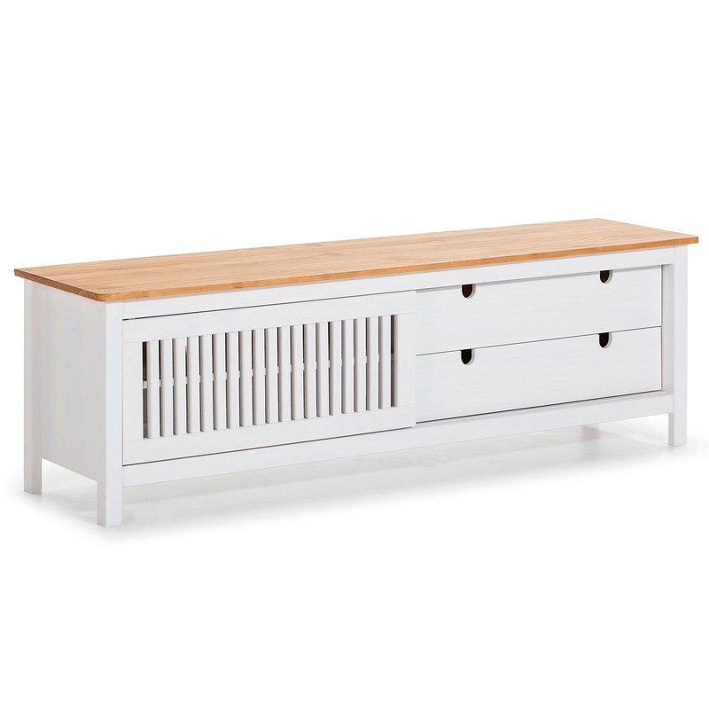 Mueble de tv de madera de pino blanco — Qechic