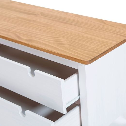 TV-skåp i vit furu, 158 x 40 x 49,6 cm | Bruna