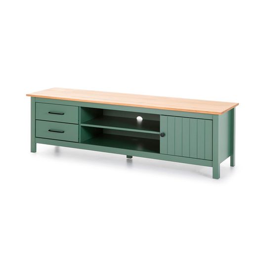 Conjunto de salón compuesto por mueble TV, aparador de 150 cm y mesa de centro en color verde | Miranda