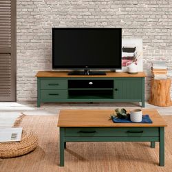 Living room set consisting of a TV stand, a 150 cm sideboard, and a green coffee table | Miranda