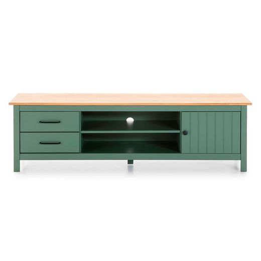 Conjunto de salón compuesto por mueble TV, aparador de 150 cm y mesa de centro en color verde | Miranda