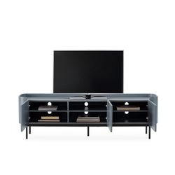 Wooden TV stand in blue, 180 x 40 x 55 cm | Willa