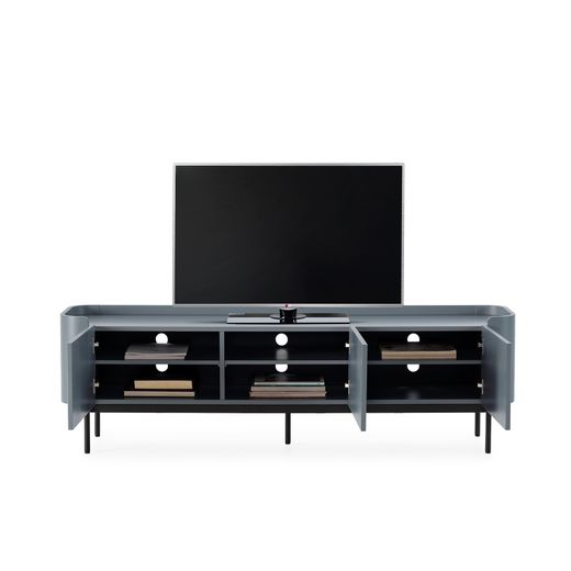 Wooden TV stand in blue, 180 x 40 x 55 cm | Willa