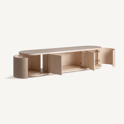 Mueble TV de madera en beige, 220 x 54 x 51 cm | Kharj