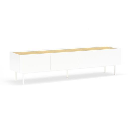 Wooden TV stand in white and oak, 180 x 40 x 45 cm | Arista