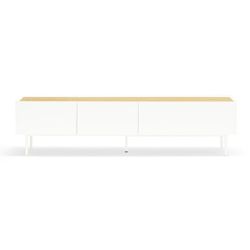 Wooden TV stand in white and oak, 180 x 40 x 45 cm | Arista