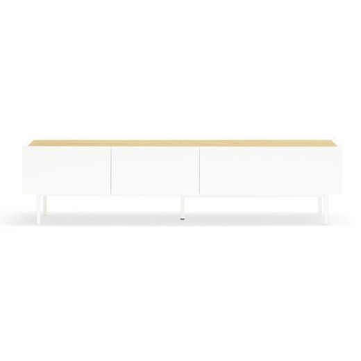 Wooden TV stand in white and oak, 180 x 40 x 45 cm | Arista