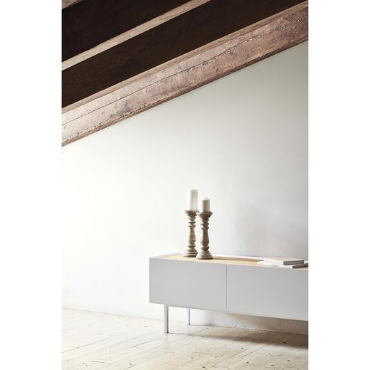 Wooden TV stand in white and oak, 180 x 40 x 45 cm | Arista