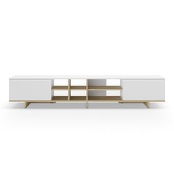 Mobile TV in legno color bianco e rovere, 230 x 35,6 x 44 cm | Cequoia