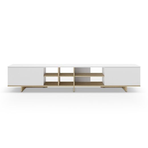 Trä-TV-skåp i vit och ekfärg, 230 x 35,6 x 44 cm | Cequoia