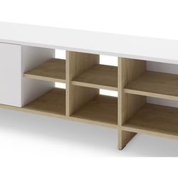Trä-TV-skåp i vit och ekfärg, 230 x 35,6 x 44 cm | Cequoia