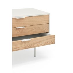 Wooden TV stand in white and light oak, 180 x 40 x 52 cm | Sierra