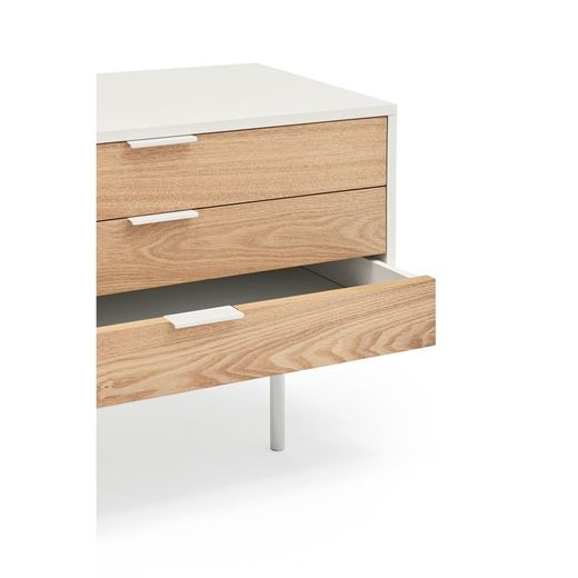 Wooden TV stand in white and light oak, 180 x 40 x 52 cm | Sierra