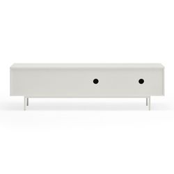 Wooden TV stand in white and light oak, 180 x 40 x 52 cm | Sierra