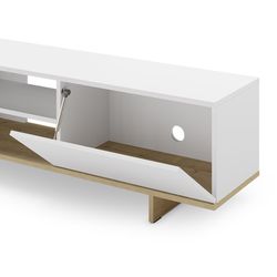 Weißer und natürlicher TV-Schrank aus Holz, 160 x 35,6 x 44 cm | Cequoia