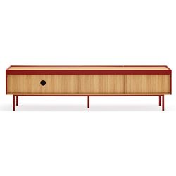 TV-Schrank aus Holz in Burgunderrot und Eichenfarbe, 180 x 40 x 45 cm | Rand