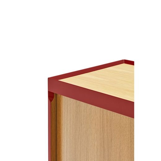 TV-Schrank aus Holz in Burgunderrot und Eichenfarbe, 180 x 40 x 45 cm | Rand